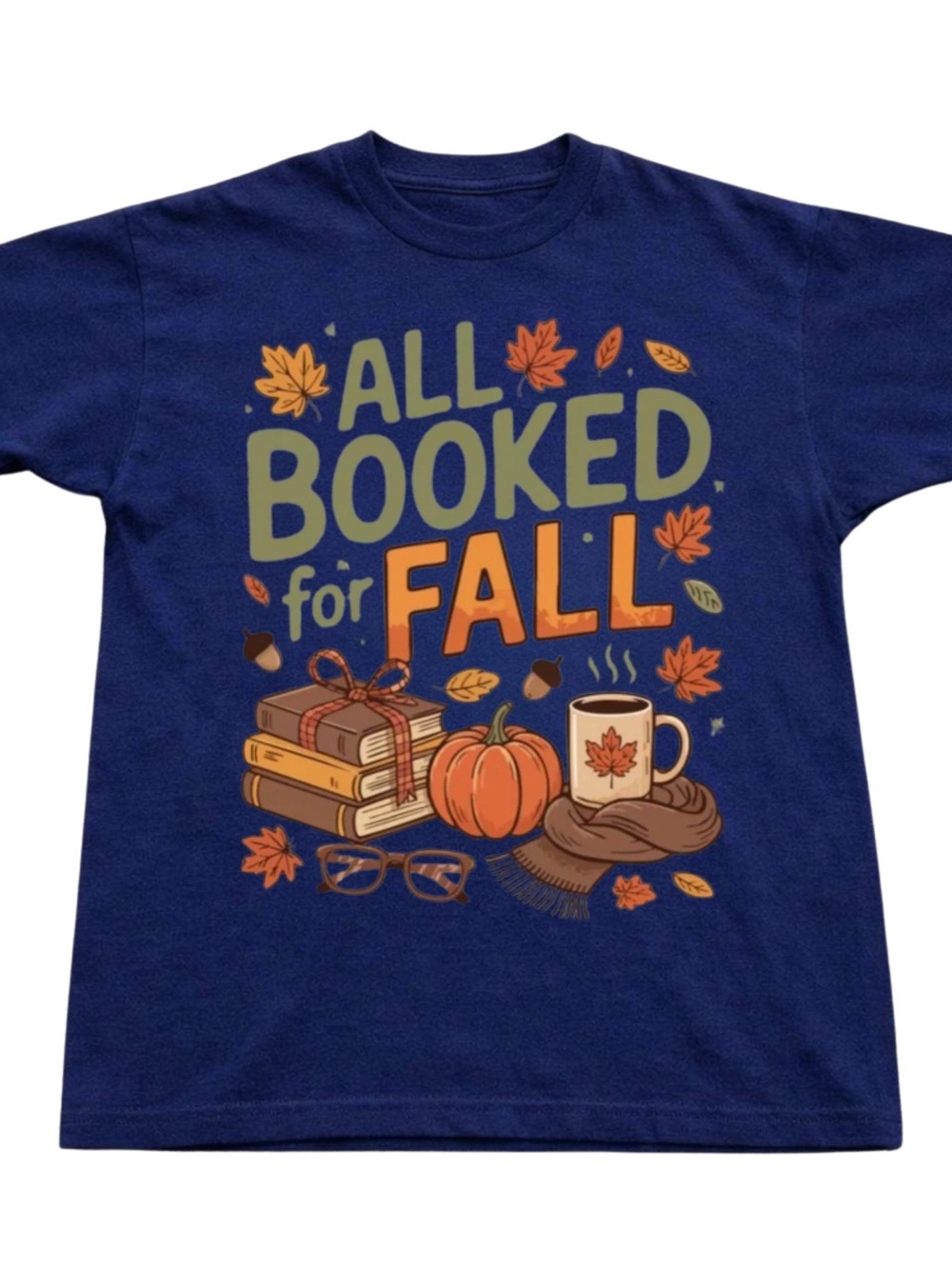 Gildan Navy 'All Booked for Fall' Graphic Tee, Gift For Her, For Him